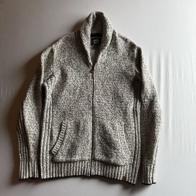Cárdigan grueso suéter cremallera completa con chal de sal pimienta tejido mediano Roots para hombre Foto 1 de 4