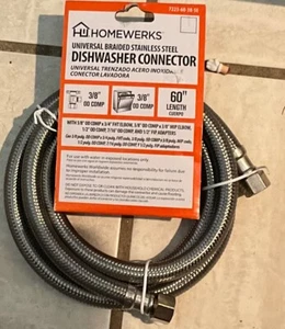 Universal Braided Stainless Steel 60" DISHWASHER Connector - Item #7223-60-38-5E - Picture 1 of 1