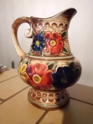 Tonkrug Vase Blumen Germany - Bild 1 von 3