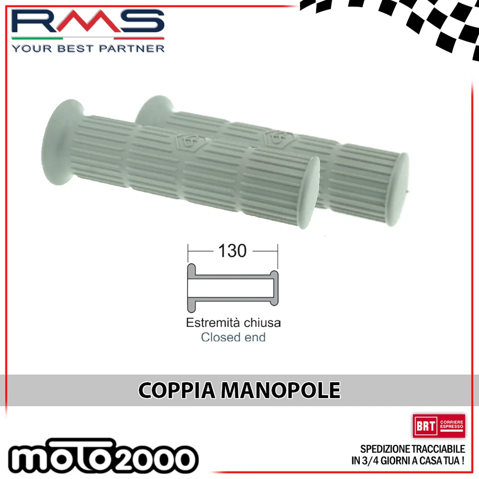 COPPIA MANOPOLE GRIGIE RMS PER PIAGGIO VESPA SPRINT VELOCE 150 1969 - 1979 - Imagen 1 de 1