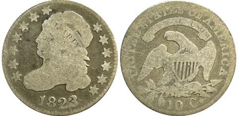 1823/2 Capped Bust Dime 10C - Full Date As Pictured - Free Shipping Cover