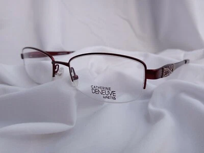 Marcolin Half Rim Rectangle Eyeglasses Burgundy Catherine Deneuve  - Image 1 of 4