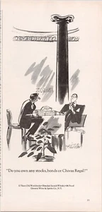 Chivas Regal Stocks Bonds or Chivas Cartoon Richter Art Vintage Print Ad 1975 - Picture 1 of 5