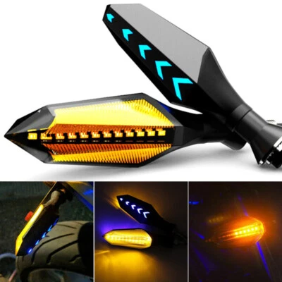 2pcs Motorcycle LED Turn Signals Lamp Sequential Flowing Indicator Lights Amber Foto 1 de 4