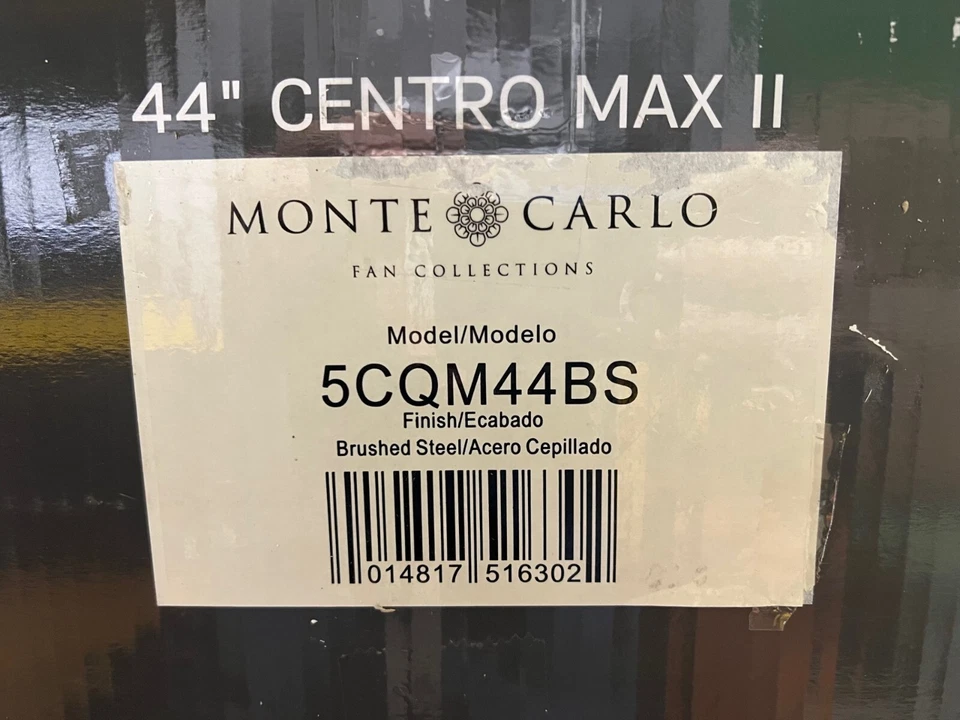 Monte Carlo 44" Ceiling Fan-Brushed Steel 5CQM44BS - Image 1 of 1