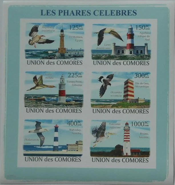 Lighthouses & Birds m/s Comores Comoros 2008 Sc. 1033 MNH #CM8205a IMPERF - Image 1 of 1