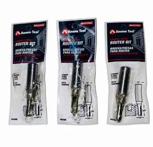 3) Amana 45408 Hartmetallspitze gerade Tauchholzfräser Bit 1/4 Zoll mit 1/2 Zoll Schaft - Bild 1 von 3