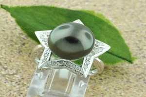 18k Solid White Gold Natural Tahitian South Sea Pearl & Diamond Ring 12mm star - Picture 1 of 3