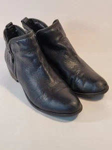 Lucky Brand Women’s 8.5M Brenono Black Leather Ankle Side Zipper Boots Booties  - Picture 1 of 8