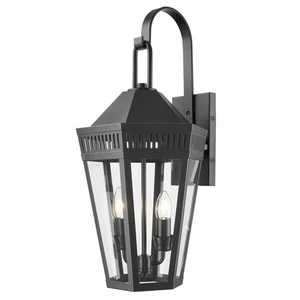 Wandleuchte außen Schwarz Edelstahl Glas 58,5 cm hoch IP23 2x E14 Lampe Garten - Bild 1 von 3