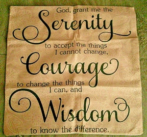 Serenity Prayer Fabric Pillow Cover - Zip Close - 17x 17 - NEW - Picture 1 of 2