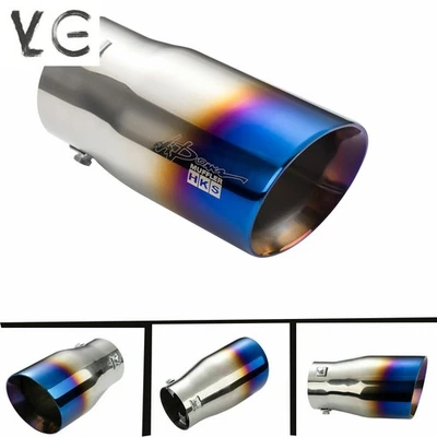 1x Universal 3'' inlet 3.5'' OD Slant Exhaust End Tip Exhaust Tip Screw on Tip - Image 1 of 4