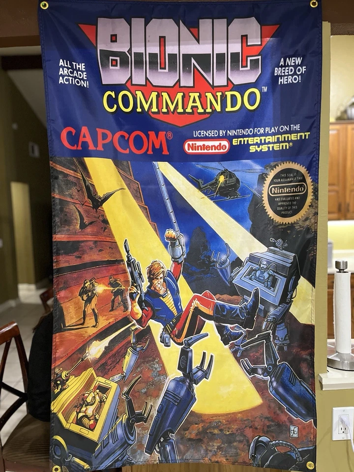 Bionic Commando 5' Boxart Flag Nintendo NES CAPCOM Banner Poster 8bit - Image 1 of 3