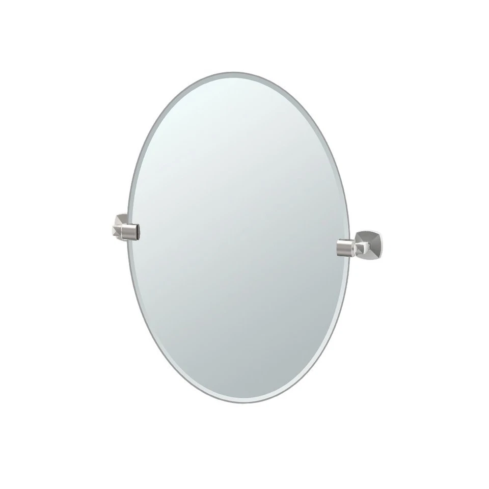 4159 Jewel Frameless Oval Mirror, Satin Nickel, 26.5"H - Image 1 of 1