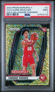 2024 Panini Prizm Monopoly Zaccharie Risacher #27 Gold Millionaire 229/500 PSA 9 - Imagen 1 de 2