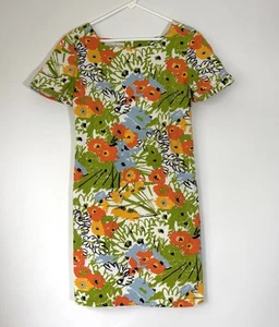Vtg 60s MOD Floral Evan Picone Dress Size 8 Shift Textured Soft Cotton MCM - Picture 1 of 10
