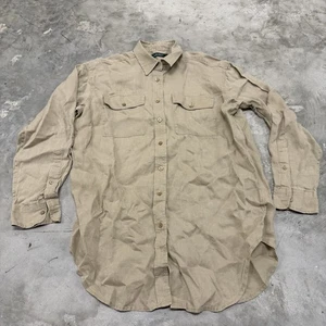 Ralph Lauren Womens Small Beige Solid Button Up Long Sleeve Shirt Pocket Linen - Picture 1 of 6