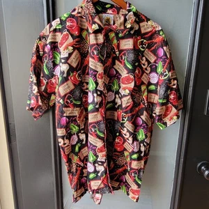 MAX BOXXER Mens Size XL Vegetables Print Shirt Sleeves Cotton Button Up Pocket - Picture 1 of 11