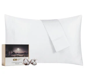 Luxus 100% Ägyptische Baumwolle Kissenbezüge King 2er Set, Satin Kissenbezug Set,... - Bild 1 von 6