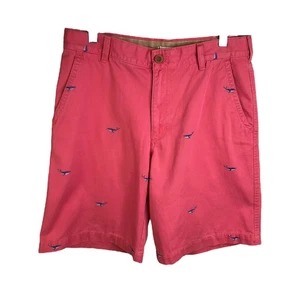 Izod Saltwater Chino Short Mens Size 32 Waist 16 Salmon Red Whale Print Preppy - Imagen 1 de 8