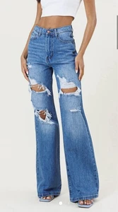 VIBRANT M.i.U Holy Wide Leg Distressed Blue Jeans 13 W30 - Bild 1 von 16