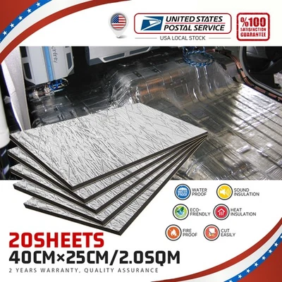 20 Sheets Car Sound Deadener Heat Insulation Mat Block Noise and Thermal Proof - Image 1 of 4