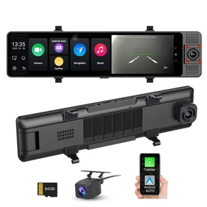 3 Channel Mirror 4G Dash Cam Car RearView Mirror Camera Carplay Android Auto DVR - Picture 1 of 11
