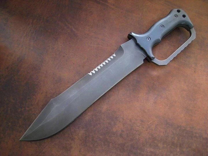Cuchillo Bowie D-Guard de acero al carbono hecho a mano personalizado cuchillo de supervivencia de caza con funda Foto 1 de 1