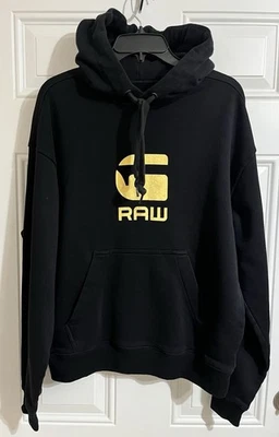 Толстовка с капюшоном мужская G-Star RAW Togru Stor с капюшоном черно-золотистый логотип пуловер M - Изображение 1 из 4