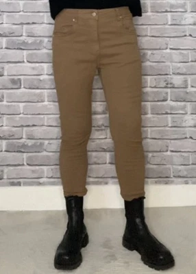 🖤 Sexy Women Stretchhose  Stiefelhose skinny 7/8 Hose dark Camel Gr. L - Bild 1 von 4