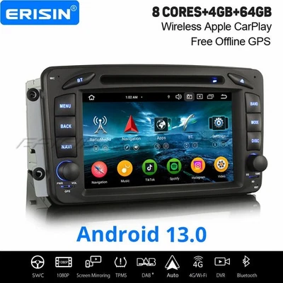 Android 14 Autoradio CarPlay 8-Kern GPS Mercedes A/C/G/CLK Klasse W203 W209 64GB - Bild 1 von 4