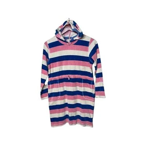 MINI BODEN PINK BLUE AND wWHITE STRIPE TERRY CLOTH COVER-UP sz 11-12 yo - Picture 1 of 6