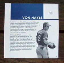 Von Hayes Glenn Davis Home Run Kings Sticker Book 8"X8" Cut Page Mint Oddball