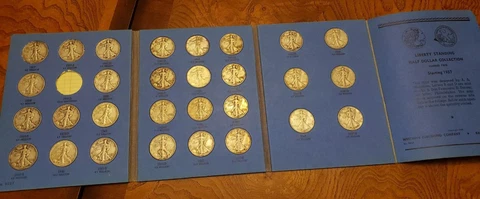 NICE! Liberty Standing Half Dollar 1937-1947 Set Folder Album, 29 coins Cover