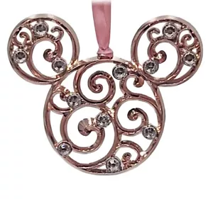 2024 Disney Parks Mickey Ohr Scheibe Bohemian Filigran Rosegold Metall Ornament NEU - Bild 1 von 1