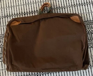 ¡RARO! Bolso de Prenda de Colección LL Bean Marrón Verde Lona Manijas de Cuero - Imagen 1 de 12