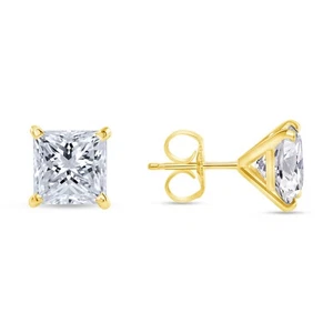 Pendientes Martini de diamantes cultivados creados en laboratorio princesa G/VS de 5,5 quilates de oro amarillo de 14 quilates - Imagen 1 de 4