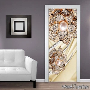 Papel pintado para puerta autoadhesivo mural puerta póster diamante flores dimensional 1435 - Imagen 1 de 2