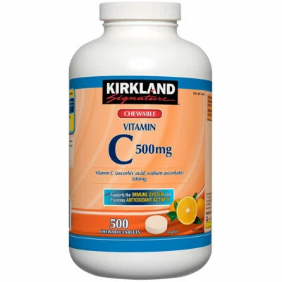 Kirkland Signature Vitamina C Masticable 500mg 500 Comprimidos Mejorar la Salud del Sistema Inmunológico Foto 1 de 4
