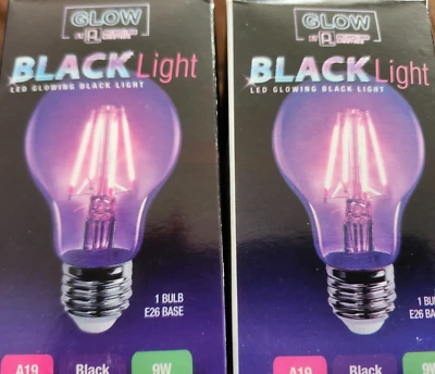 LED BLACKLIGHT GLOWING BLACKLIGHT A19 - 9W - E26 BASE -10,000 HOURS- SET OF 2 - Image 1 of 4
