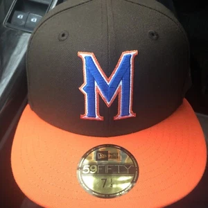 Milwaukee Brewers Movie Pack 2-Tone 59FIFTY Fitted Hat Cap New Era Brown 7 1/4 - Picture 1 of 6