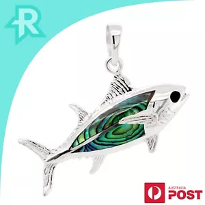 Tuna Fish Abalone Shell Sterling Silver 925 Pendant - Picture 1 of 6
