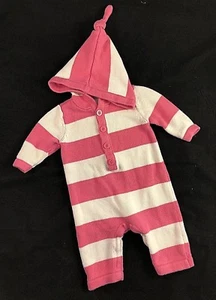 Baby HOODIE Sweater JUMPER Pink Striped TASSEL Warm Winter ONE PIECE Infant 0-3M - Picture 1 of 3