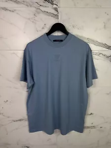 Louis Vuitton T-shirt Center Logo LV Blue Tee L-size - Picture 1 of 24