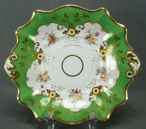 Ridgway Pattern 1/45 Floral Green & Gold Milan Shape Dessert Dish C.1835-1848 A - Picture 1 of 12