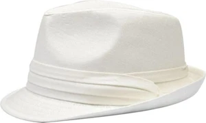 Men's Fedora Dress Hat Cuban Style Upturn Short Brim Casual Cap Solid White  - Picture 1 of 2