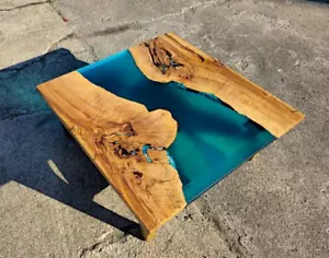 Ocean Blue Epoxy River Table ? Live Edge Walnut Wood Handmade - Picture 1 of 5