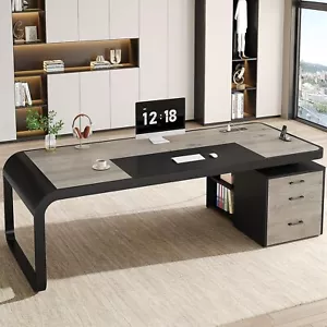 70.9" Executive Desk, Large Computer Desk with Lateral File Cabinet, Office Desk - Picture 1 of 9