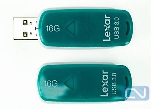 Lot of 2 Teal 16GB USB 3.0 Lexar Flip Push Thumb Flash Drive PC Storage