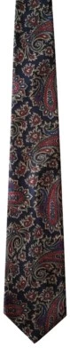 Corbata de cuello para hombre 100 % seda azul marrón rojo estampado floral cachemira con detalles de seda Foto 1 de 4